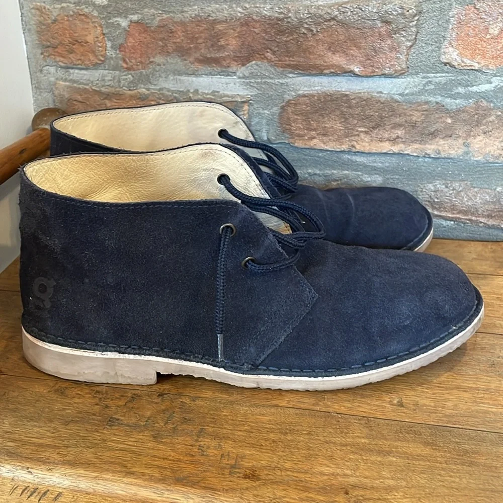 Green Coast Made in Spain Men's Chukka Boot Navy Blue Suede Lace Up Size 10.5/44